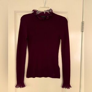 Ted baker Dvana Frilled Trim Ribbed Dark purple sweater Size: 2 /US6~8